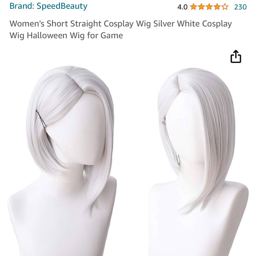 Silver white wig